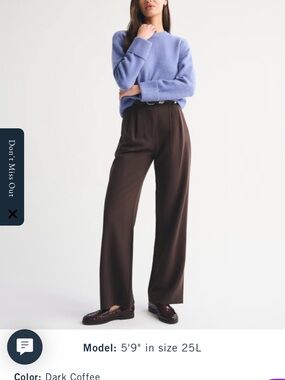 NWT Abercrombie & Fitch Sloane Wide-Leg Dark Coffee Trousers
